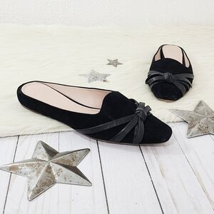 AD & Daughters Ranncho black suede mule flats with bows size 8